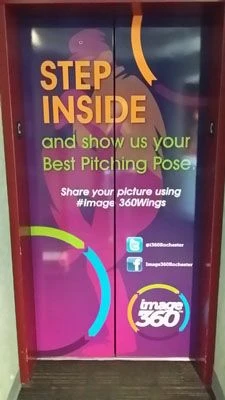 Custom elevator vinyl wrap design baseball stadium Rochester NY