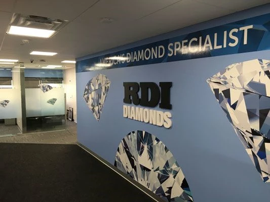 Company office interior vinyl wall mural dimensional letters Greece NY