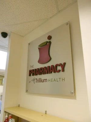 Pharmacy sign dimensional logo with spacers Rochester NY