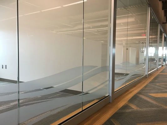 Frosted glass window office privacy custom design Rochester NY